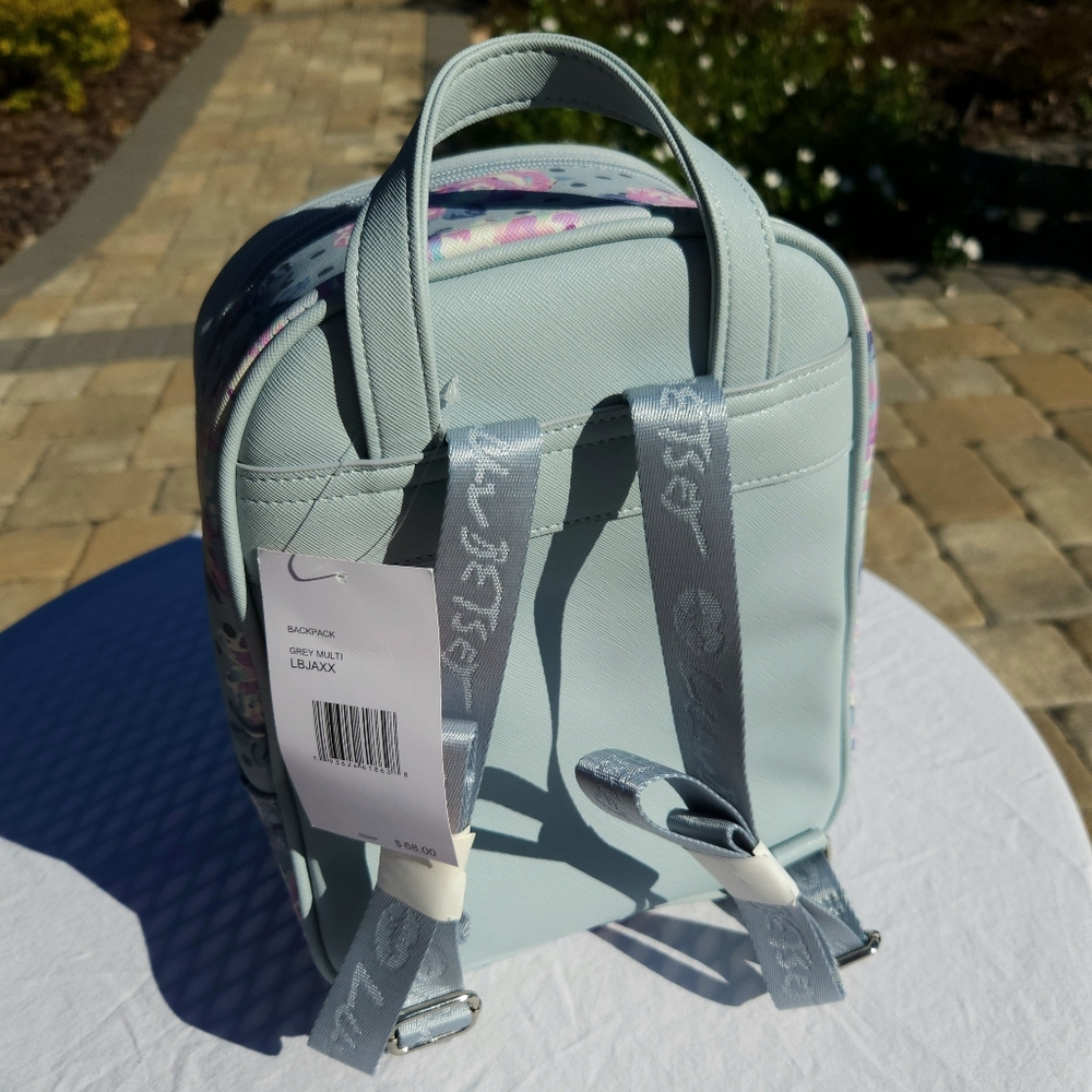 NWT Luv Betsey Johnson Pastel Blue Heart Embroidery & Pastel Rose Print Purse - Picture 6 of 13